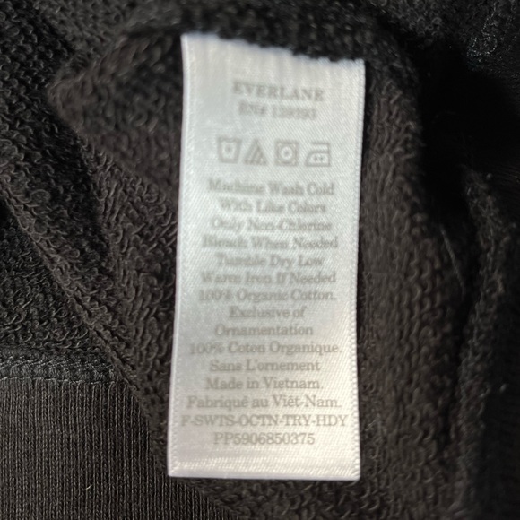Everlane The Lightweight French Terry Crop Hoodie Sweatshirt Black XSmall Medium - Picture 6 of 8